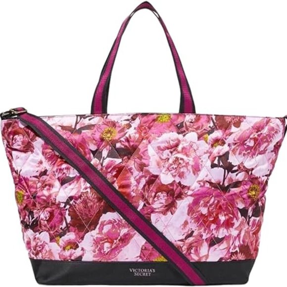 Victoria's Secret Handbags - NWT Victoria's Secret Floral Tote Rose Flowers Quilted Weekender Bag
